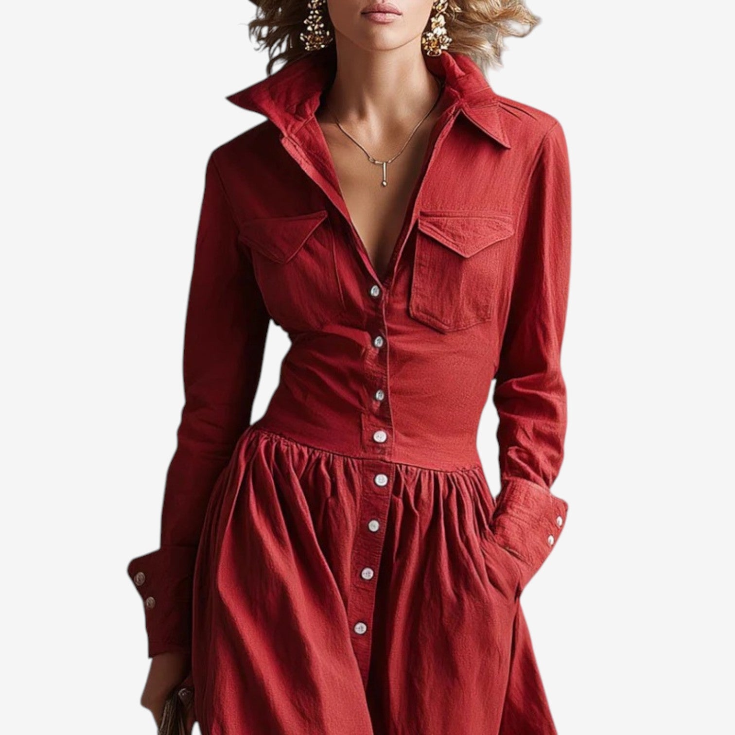 Janine™ Robe Boutonnée Élégante