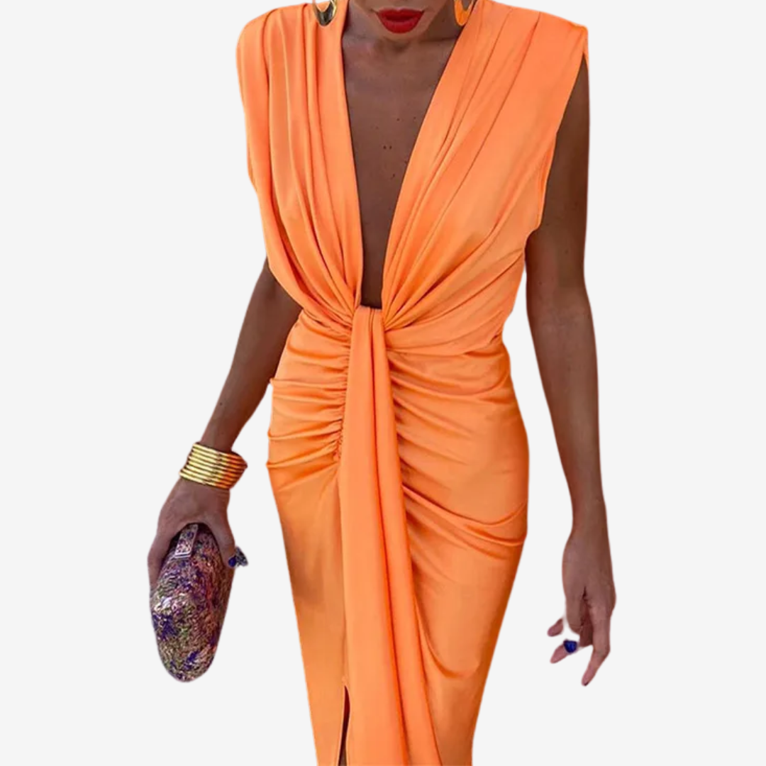 Assia™ Robe Midi Drapée