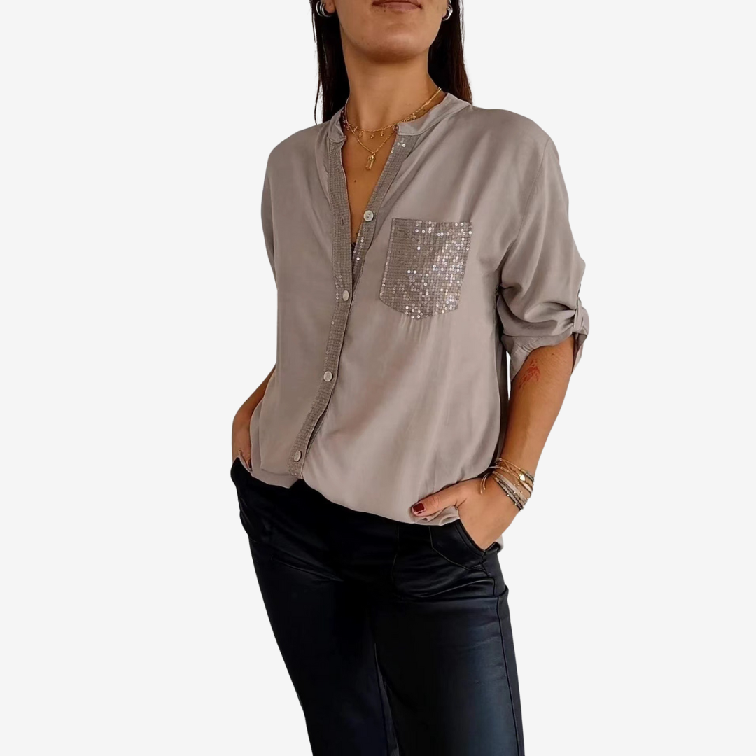 Elyn™ Chemise  à Poche Pailletée