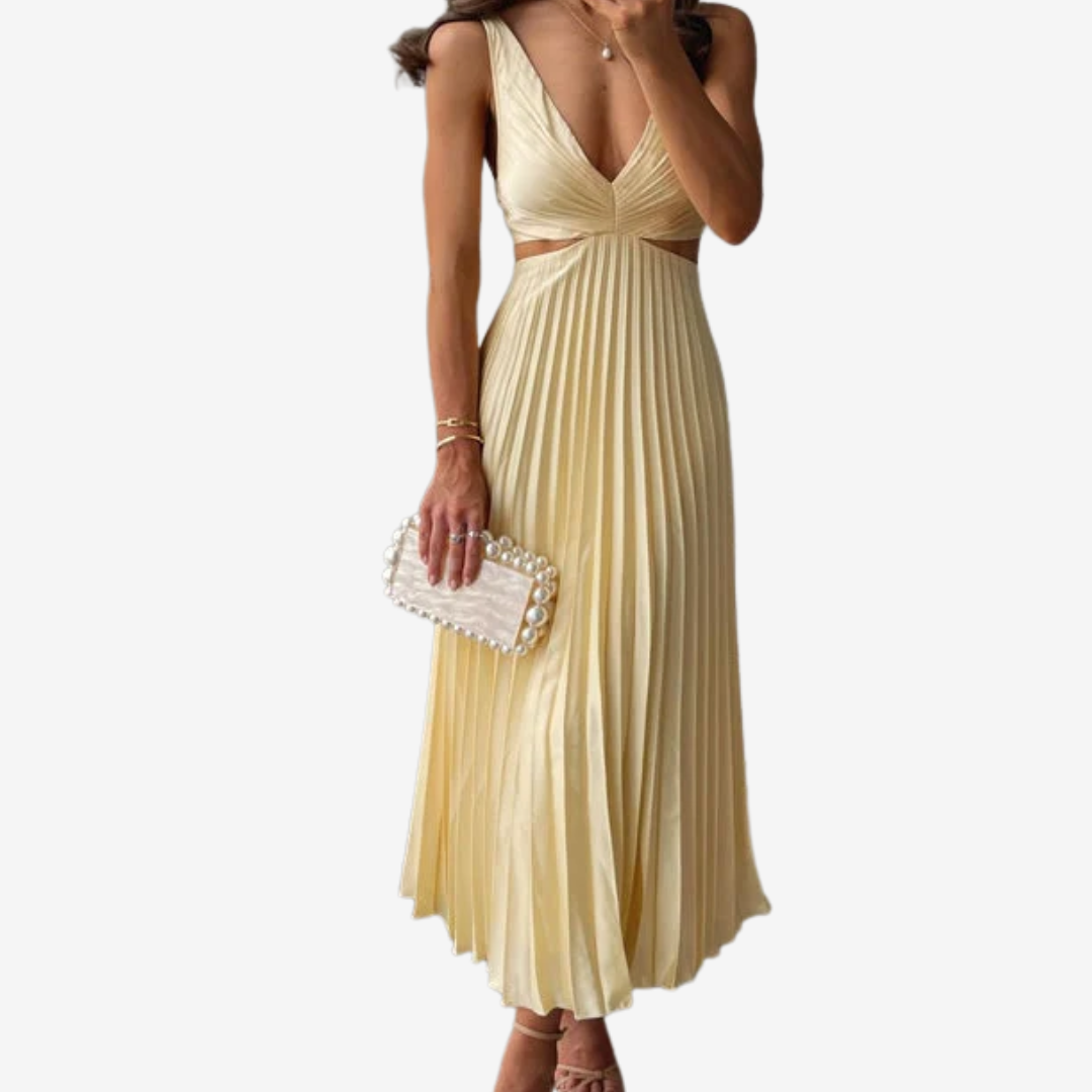 Vivienne™ Midi Plissée de Soirée Dos Nu