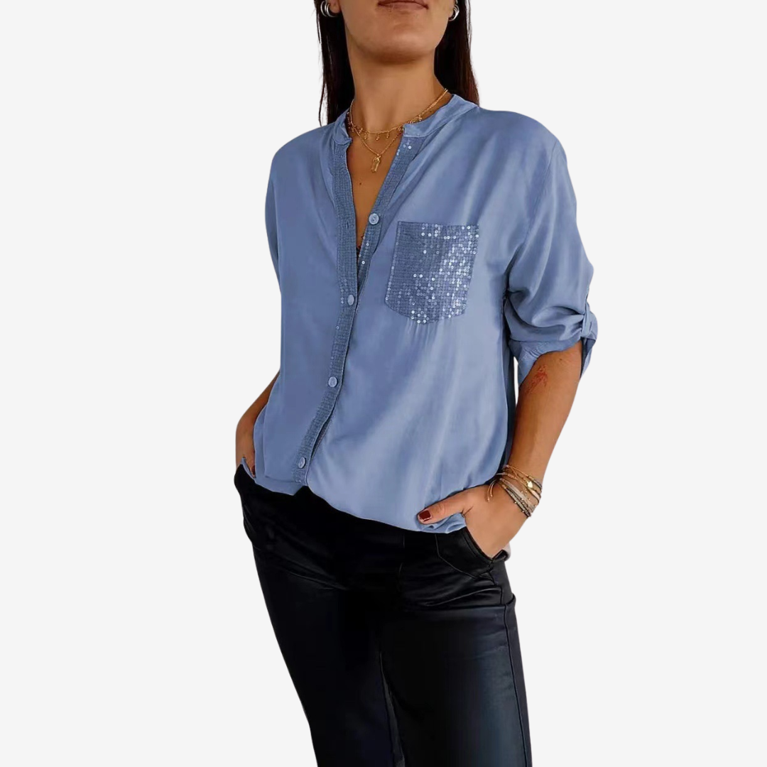 Elyn™ Chemise  à Poche Pailletée