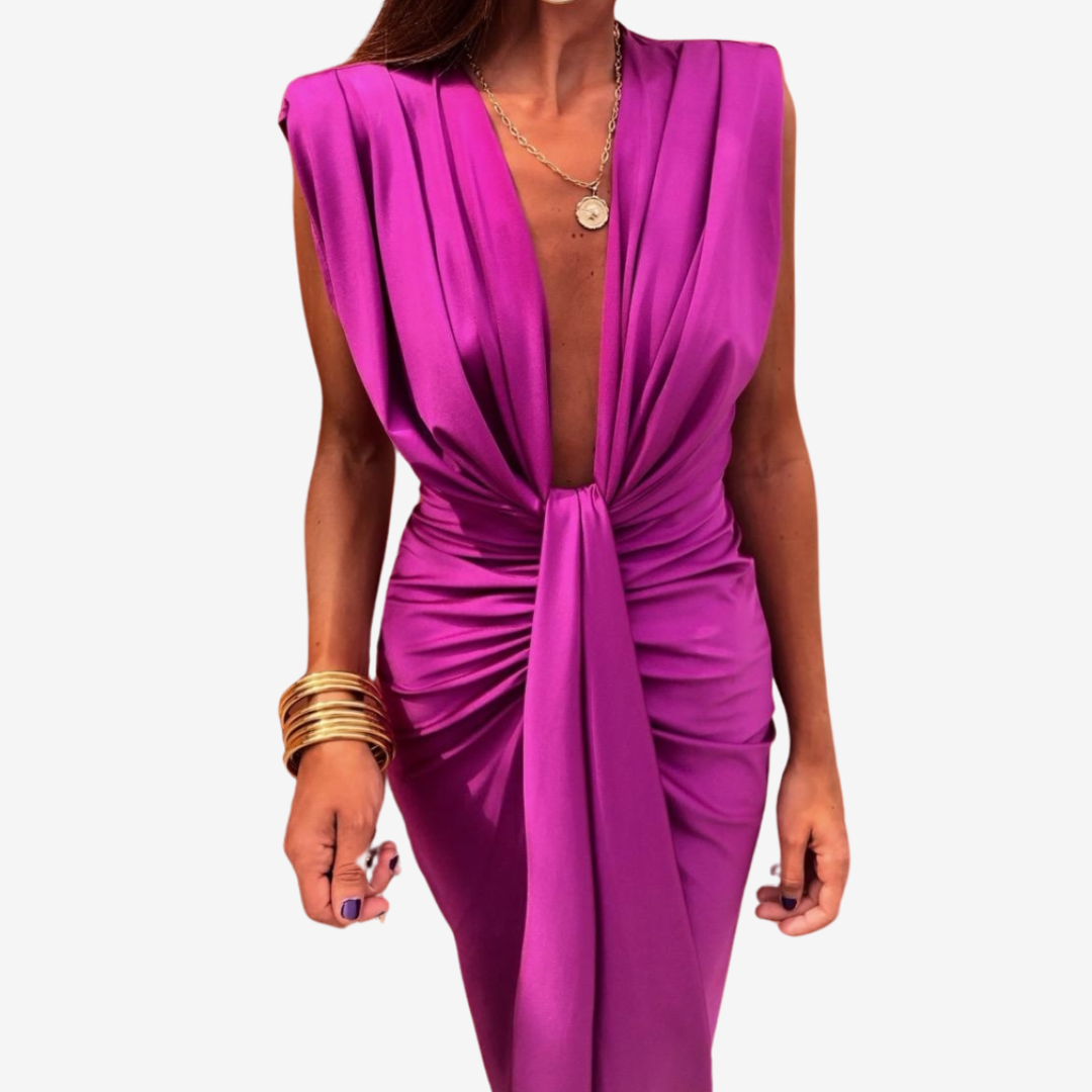 Assia™ Robe Midi Drapée
