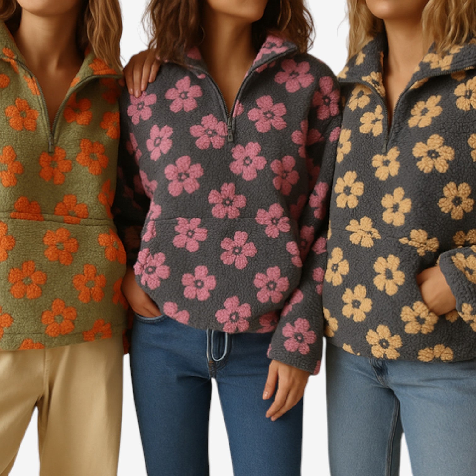 Emmanuelle™ Pull Polaire Fleuri