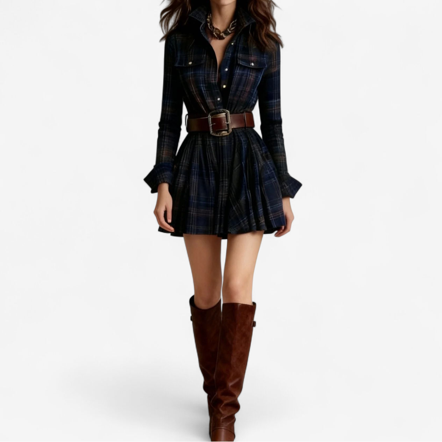 Paule™ Robe Tartanée